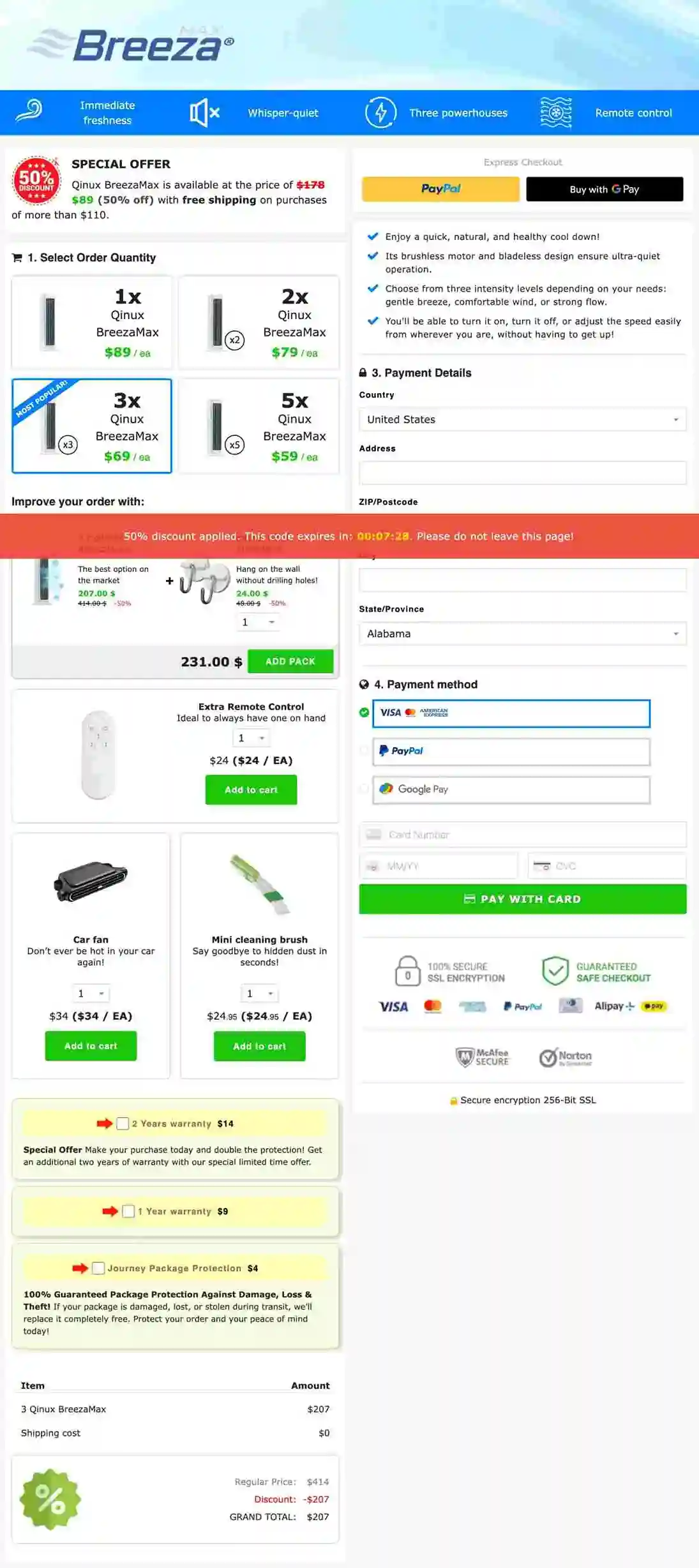 Breezamax Order Page — Smart Summer Cooling — Free Shipping